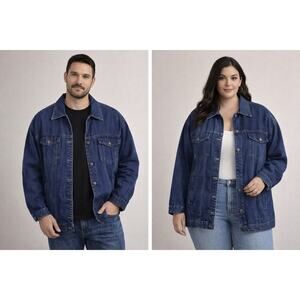 HUNTERS RUN VTG Chore Trucker Denim Jean Jacket / Coat 100% Cotton 2x Unisex